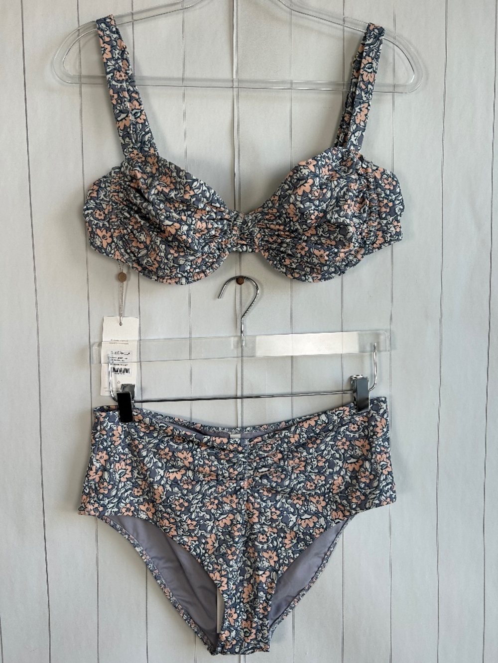 Cleobella size XL swim bikini set Beckett top Billie bottom purple floral NEW